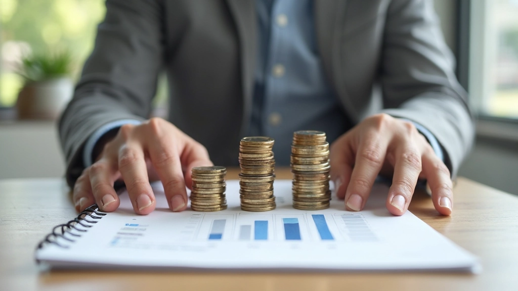 Монеты и сбережения растут на столе с графиком финансового роста