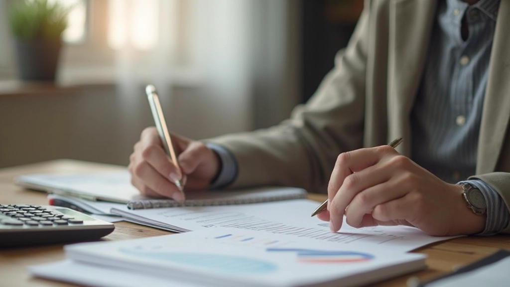 Человек отслеживает расходы на планшете и блокноте